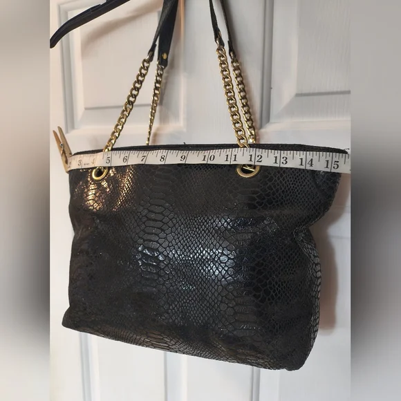 Michael Kors Black Snake Print Shoulder Bag Animal Print Designer Purse